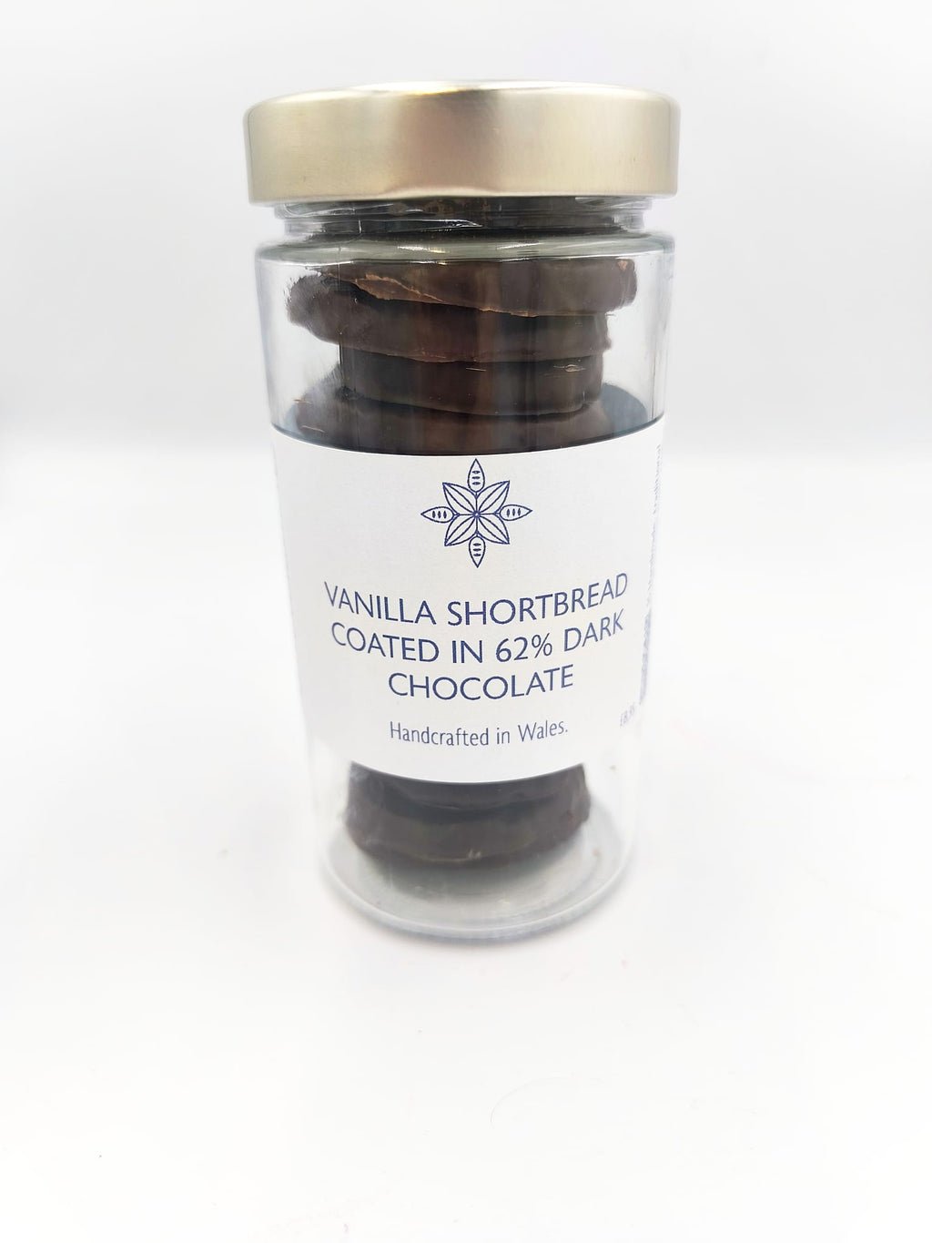 Vanilla Shortbreads Coated in 62% Dark Chocolate.