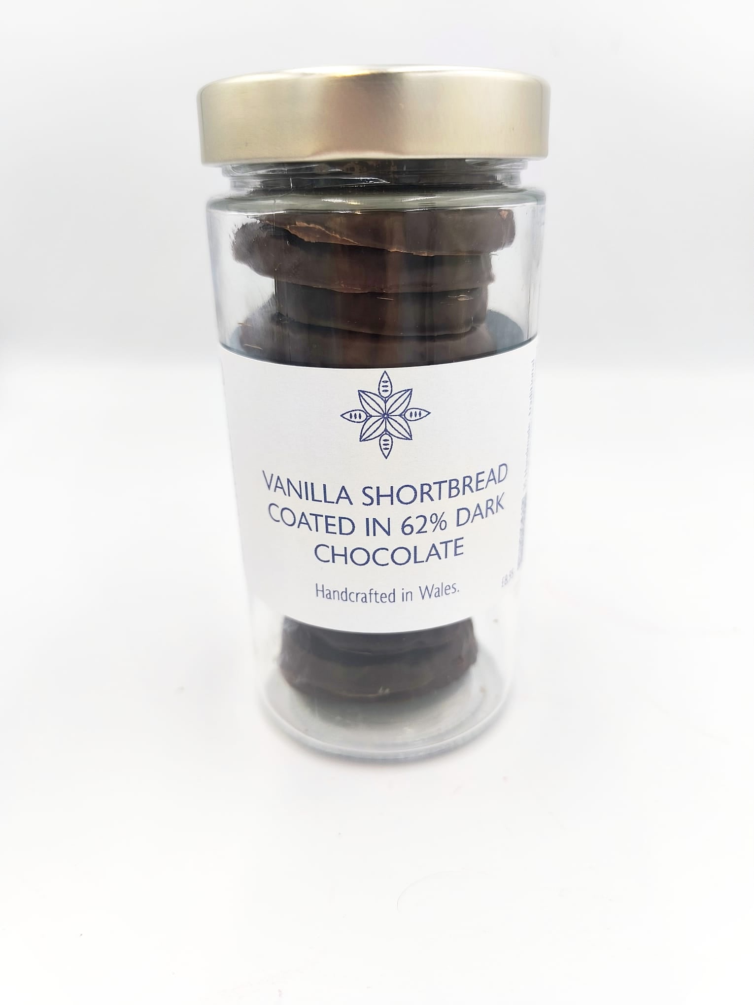 Vanilla Shortbreads Coated in 62% Dark Chocolate.